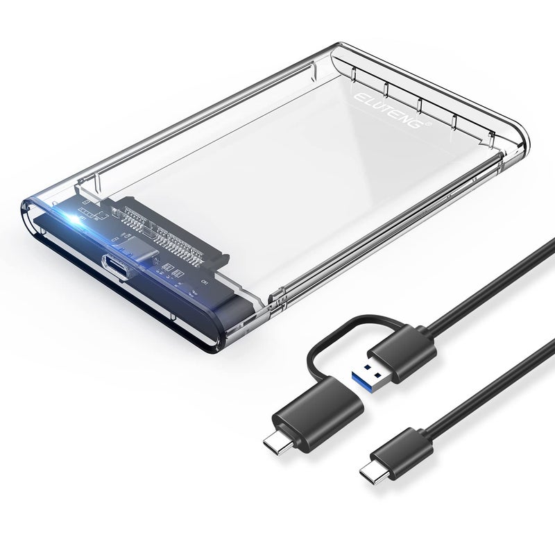 ELUTENG 2.5 SSD Enclosure 5Gbps Hard Drive Case Tool Free SATA to USB 3.1 Solid State Drive Enclosure USB C SSD HDD Enclosure Max 4TB Support UASP for 2.5 Inch SSD & HDD for WD Seagate Samsung - Image 1